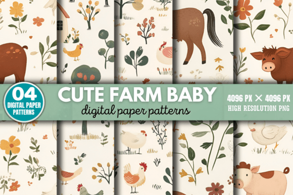 Download Cute Farm Baby Pattern Digital Pattern 2 - Digital Collection