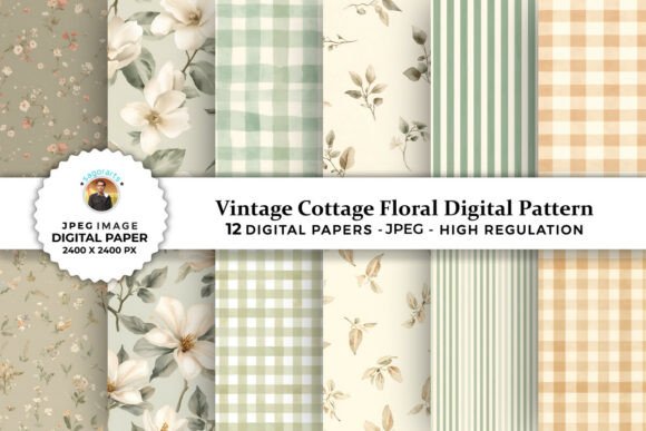 Download Vintage Cottage Floral Digital Patterns - Digital Collection