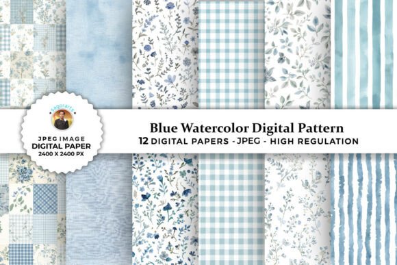 Download Blue Watercolor Digital Patterns - Digital Collection