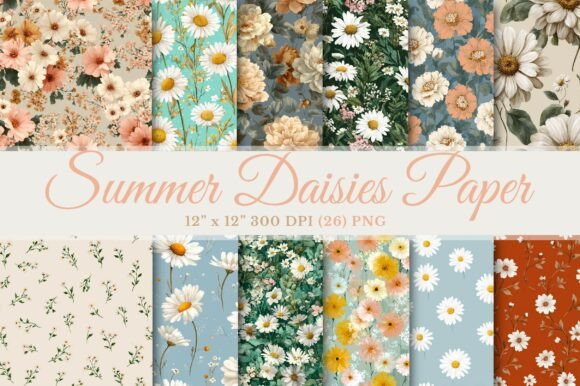 Download Summer Daisies Digital Paper - Digital Collection