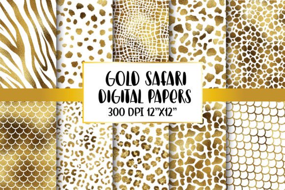 Download Gold Animal Print Digital Papers - Digital Collection