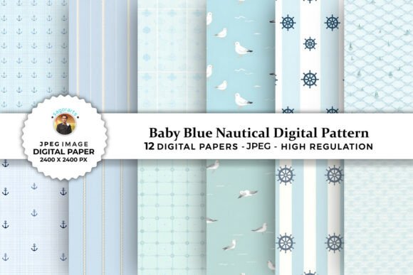 Download Baby Blue Nautical Digital Patterns - Digital Collection