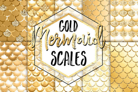 Download Mermaid Digital Paper - Gold Scales - Digital Collection