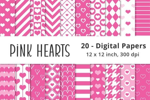 Download Pink Hearts Valentine Digital Paper - Digital Collection