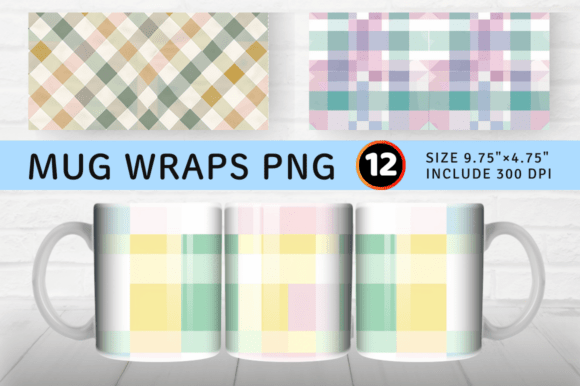 Download Pastel Farmhouse Gingham Mug Wrap Sublim - Mug Collection