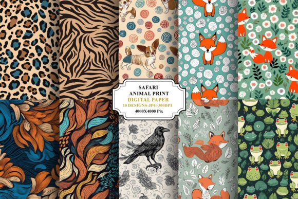 Download Safari Animal Print Digital Paper Bundle - Digital Collection