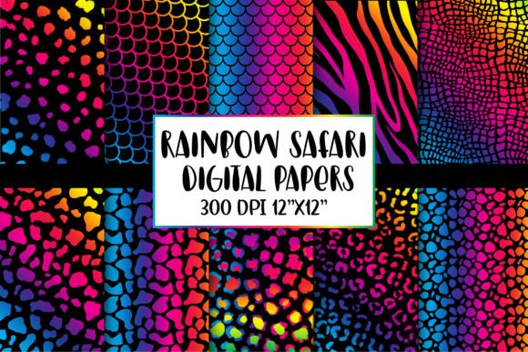 Download Rainbow Animal Print Digital Papers - Digital Collection