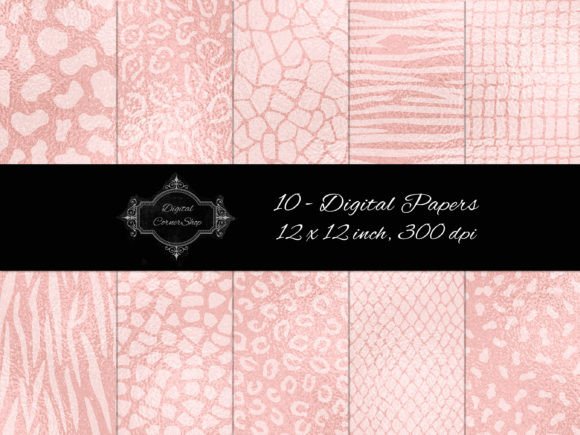 Download 10 Rose Gold Animal Print Digital Papers - Digital Collection