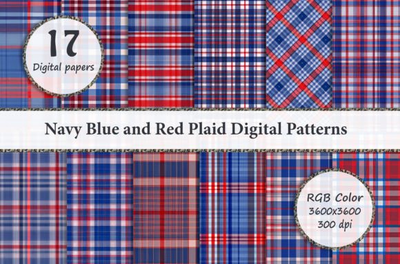 Download Navy Blue and Red Plaid Digital Patterns - Digital Collection