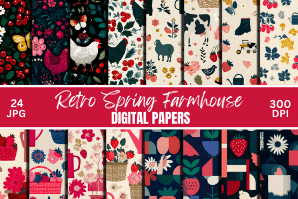 Download Retro Spring Farmhouse Digital Pattern - Digital Collection