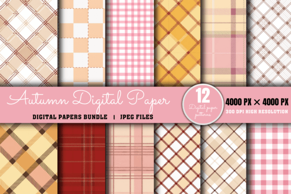 Download Autumn Plaid Digital Paper Bundle - Digital Collection