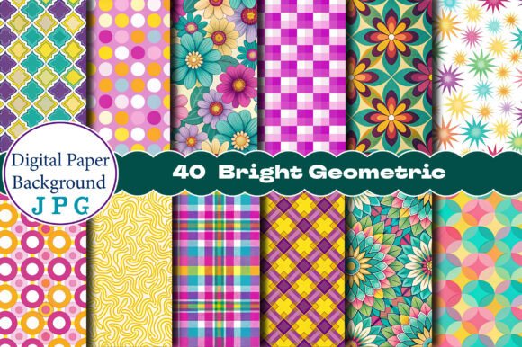 Download Seamless Bright Geometric Digital Papers - Digital Collection