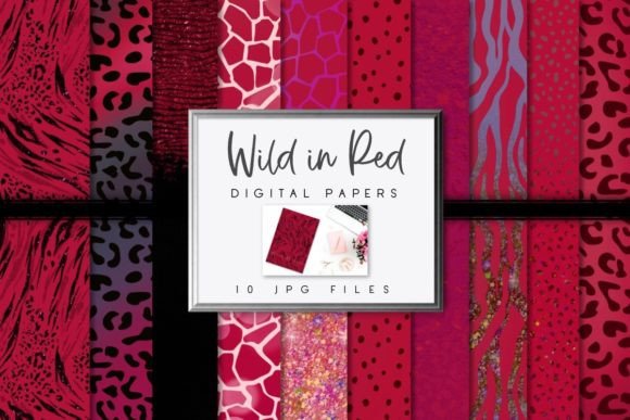 Download Red Animal Print Digital Papers - Digital Collection