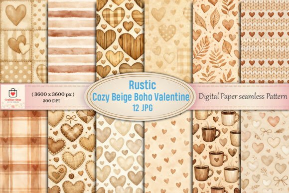 Download Rustic Cozy Beige Boho Valentine Digital - Digital Collection