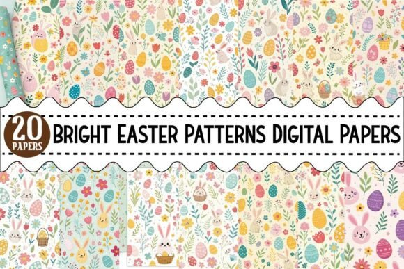 Download Bright Easter Patterns Digital Printable - Digital Collection
