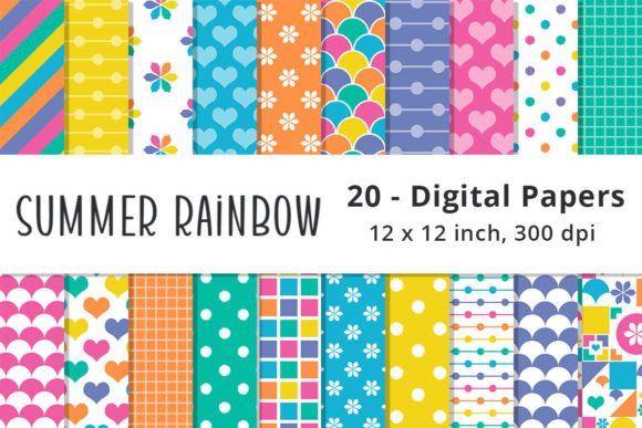 Download Summer Rainbow Digital Paper Download - Digital Collection