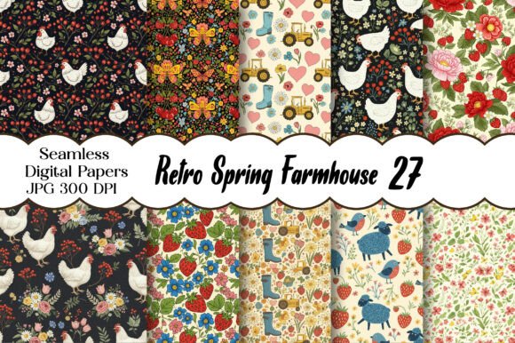 Download Retro Spring Farmhouse Digital Pattern - Digital Collection