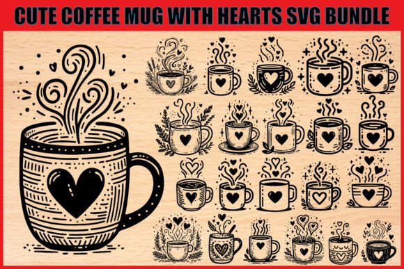 Download Coffee Mug with Hearts SVG Set - Mug Collection