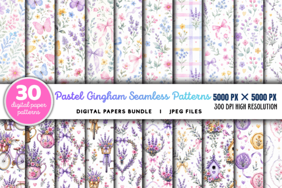 Download Pastel Gingham Digital Paper Patterns - Digital Collection