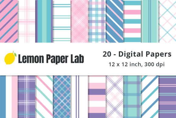 Download Pastel Plaid and Stripe Digital Patterns - Digital Collection
