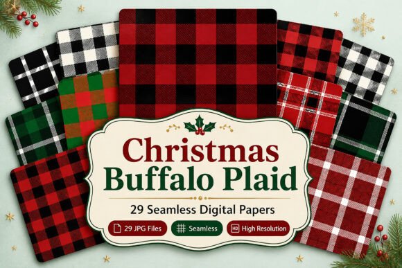 Download Christmas Buffalo Plaid Digital Set - Digital Collection