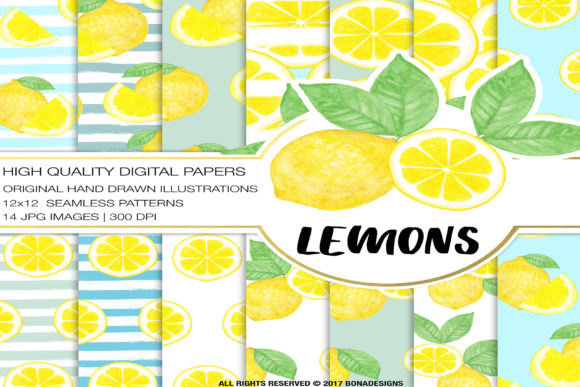 Download Lemons Digital Paper, Lemons Background, Lemon Pattern - Digital Collection