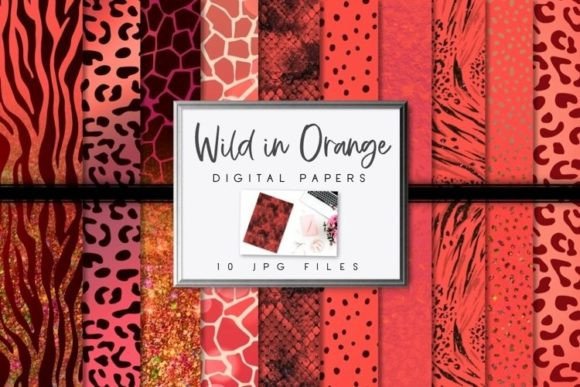 Download Orange Animal Print Digital Papers - Digital Collection