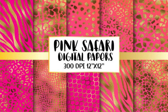 Download Pink Gold Animal Print Digital Papers - Digital Collection
