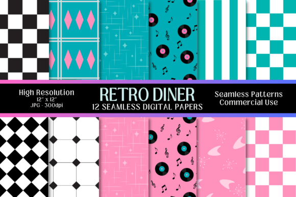 Download Retro Diner Digital Paper - Digital Collection
