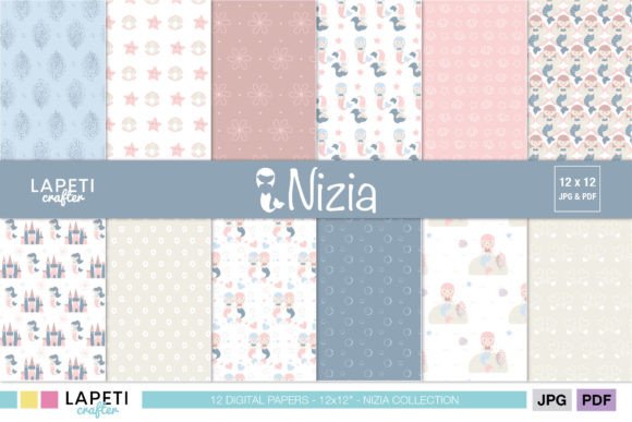 Download Mermaid Digital Paper Pattern for Girl - Digital Collection