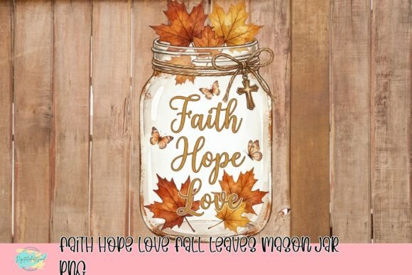 Download Faith Hope Love Fall Leaves Mason Jar PNG - Premium Resources