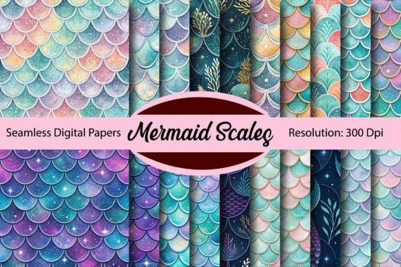 Download Mermaid Scales Seamless Digital Paper - Digital Collection