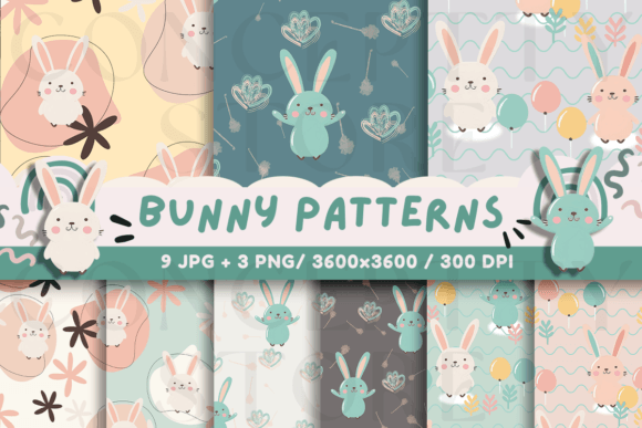 Download Bunny Seamless Patterns, Digital Papers - Digital Collection