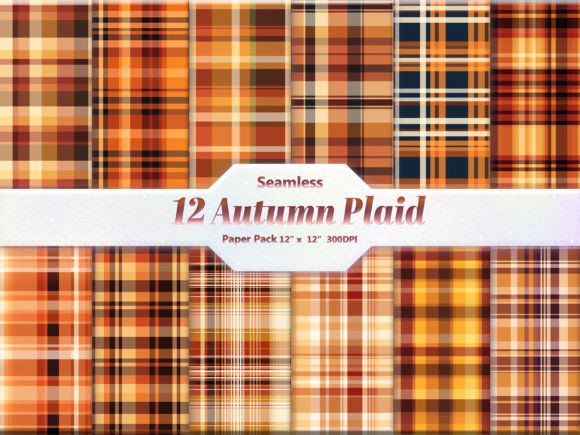 Download Seamless Autumn Plaid Digital Paper Pack - Digital Collection