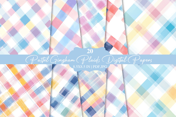 Download Pastel Gingham Plaids Digital Papers - Digital Collection