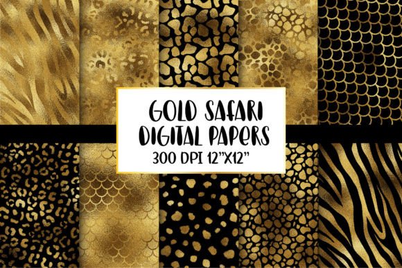 Download Gold Animal Print Digital Papers - Digital Collection