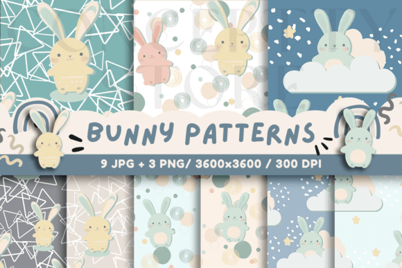 Download Bunny Seamless Patterns, Digital Papers - Digital Collection