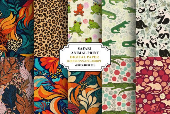 Download Safari Animal Print Digital Paper Bundle - Digital Collection
