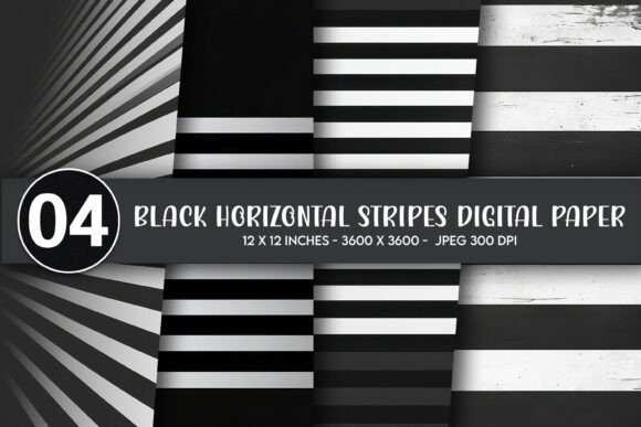 Download Black Horizontal Stripes Digital Paper - Digital Collection