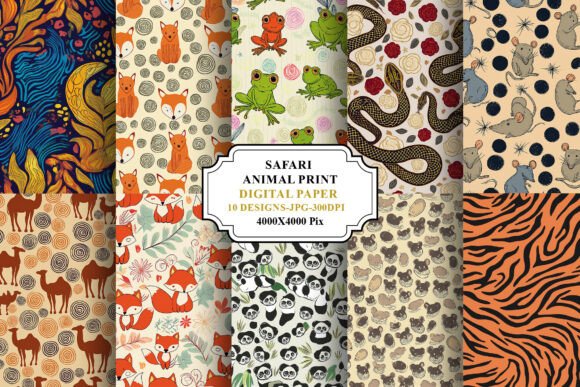 Download Safari Animal Print Digital Paper Bundle - Digital Collection