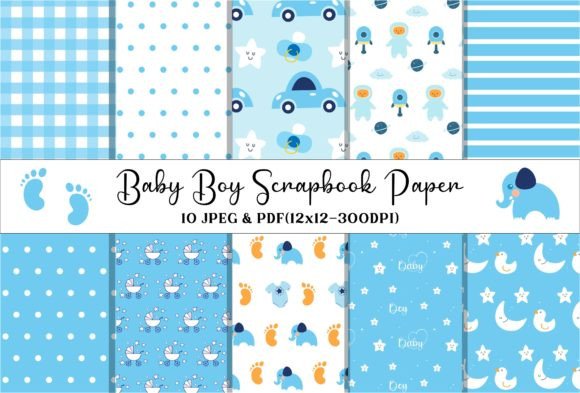 Download Baby Boy Digital Scrapbook Paper- 12x12 - Digital Collection