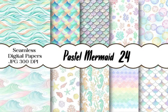 Download Pastel Mermaid Digital Paper Bundle - Digital Collection