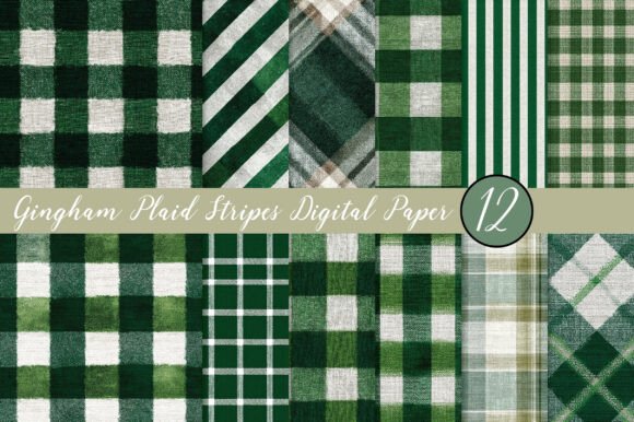 Download Gingham Plaid Stripes Digital Paper - Digital Collection